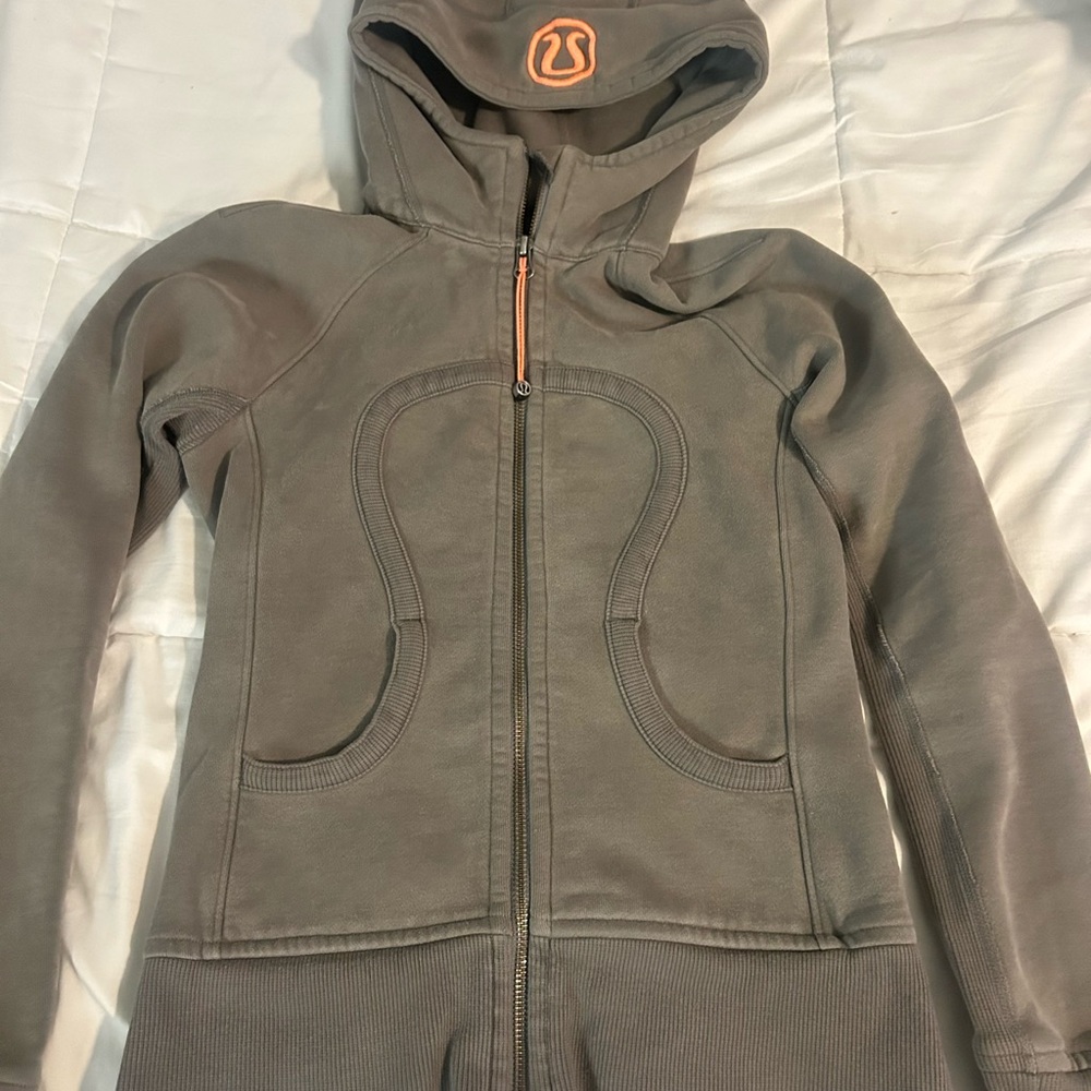 Lululemon Gray Hoodie with Orange Logo